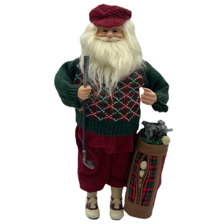GOLFING CHRISTMAS SANTA CLAUS FIGURE 16 3/4" (1 of 4)