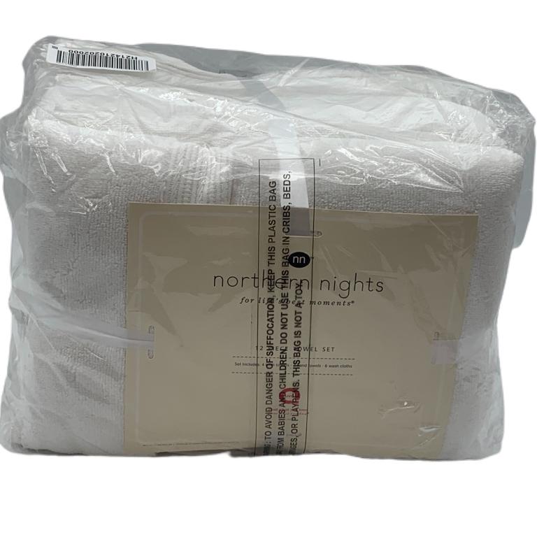 NEW! NOTHERN NIGHTS 12 PIECE WHITE TOWEL SET (1 of 5)