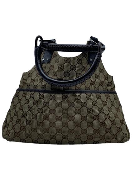 VTG GUCCI BEIGE MONOGRAM CANVAS SLIP POCKET HOBO (1 of 5)