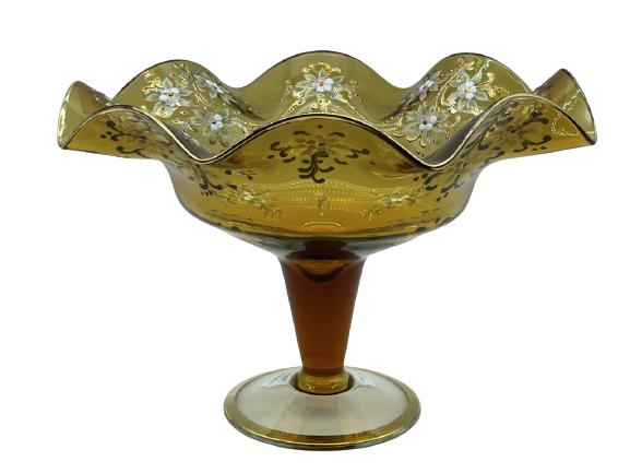 VINTAGE VENECIAN GLASS COMPOTE PEDESTAL DISH 11" (1 of 5)