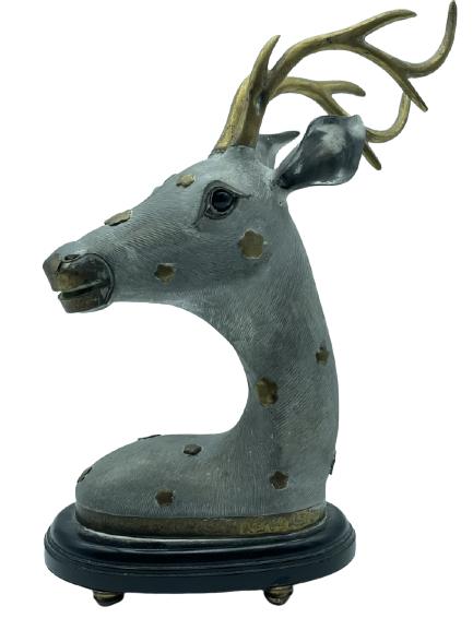 VINTAGE BRASS DEER STAG BUST STATUE 13" (1 of 5)