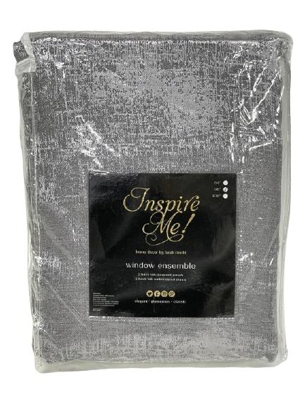 NEW! INSPIRE ME! 96" JACQUARD WINDOW TREATMENT: NEW! INSPIRE ME! SILVER / WHITE JACQUARD WINDOW TRATMENT WITH PANELS AND SHEER CURTAIN 2 OF 2 -96"-NEW UNUSED CONDITION-DP12621