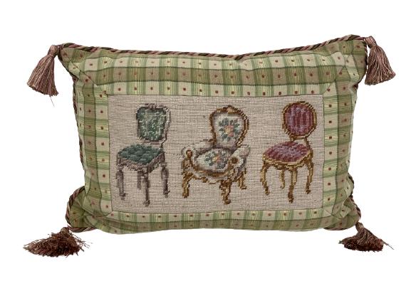 VINTAGE STYLE NEEDLEPOINT ACCENT PILLOW 12" (1 of 2)