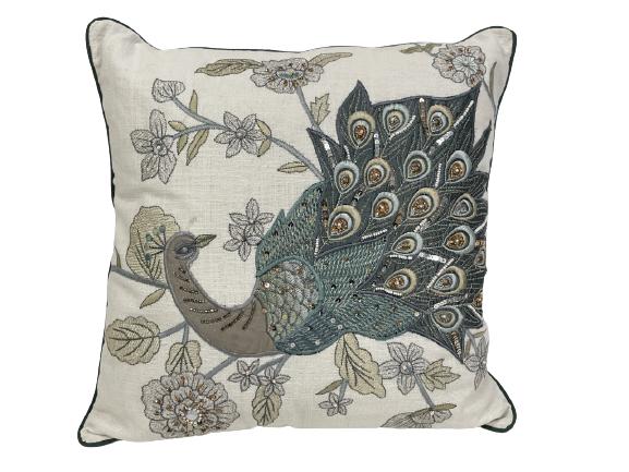 PIER 1 IMPORTS PEACOCK ACCENT PILLOW 15": PIER 1 IMPORTS PEACOCK ACCENT PILLOW-14" X 15" APPROX-VERY GOOD CONDITION-DP12321