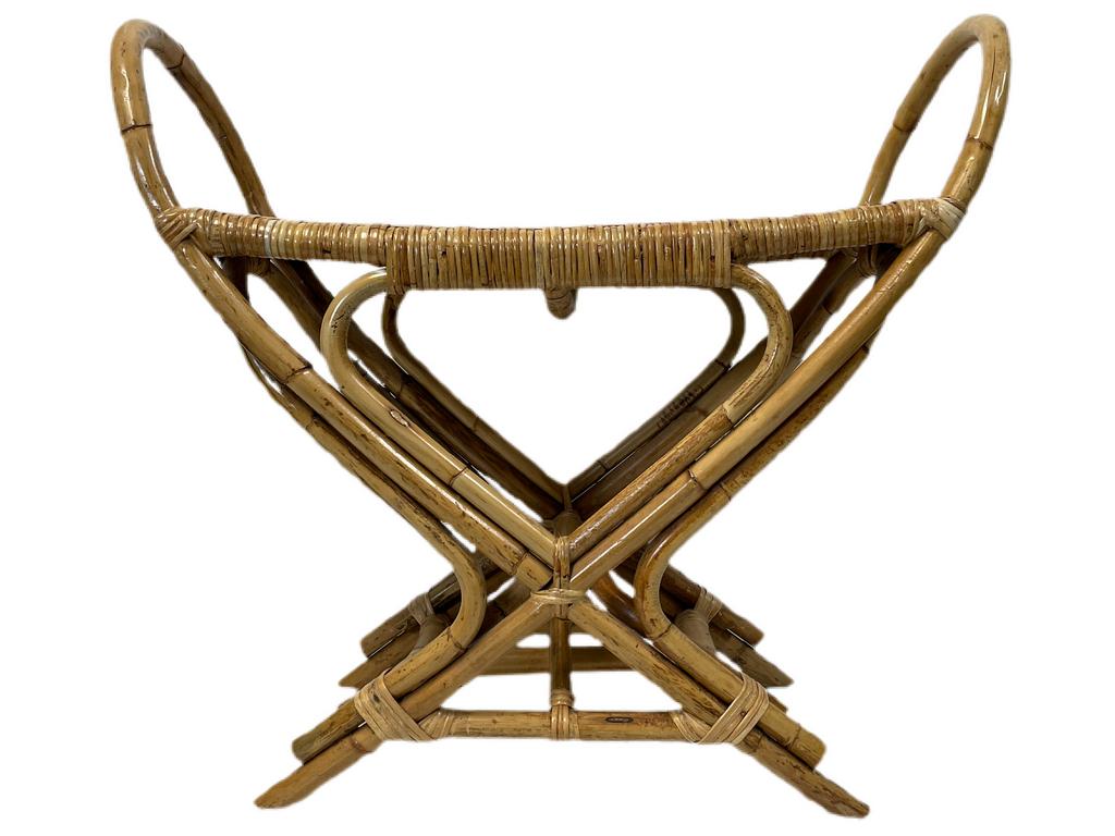 VINTAGE BAMBOO RATTAN WICKER BENCH 32" (1 of 5)