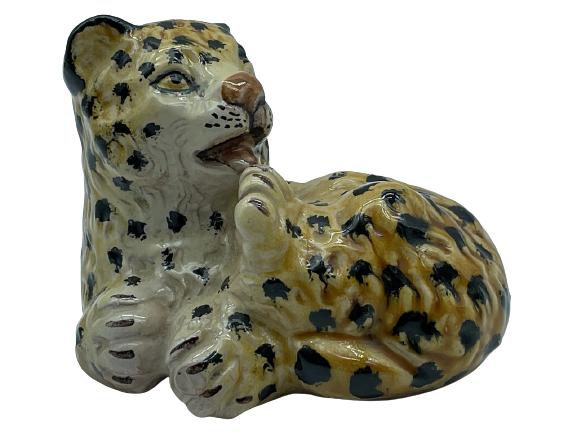VINTAGE TERRACOTTA CERAMIC LEOPARD CUB FIGURINE 5" (1 of 4)