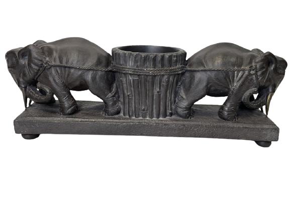 VINTAGE ELEPHANT TABLE CENTERPIECE 23": VINTAGE ELEPHANT TABLE CENTERPIECE | MAITLAND SMITH THEODORE ALEXANDER STYLE TRADITIONAL MODERN HOME DECOR-8" X 23" X 7" APPROX-COMPOSITE MATERIAL-VERY GOOD CONDITION WEAR CONSISTENT WITH AGE AND USE-