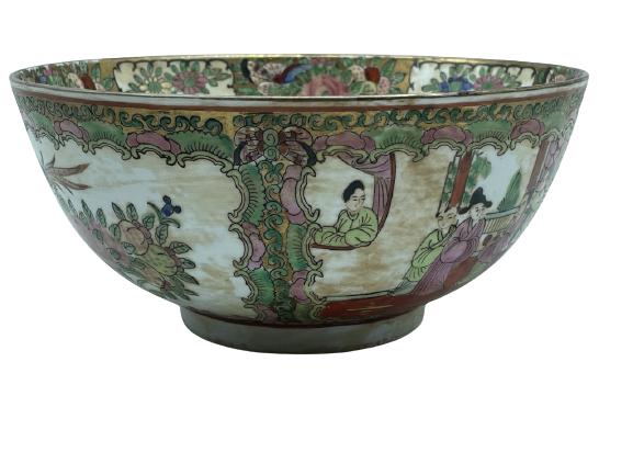 VINTAGE CHINESE FAMILLE ROSE BOWL 10" (1 of 6)