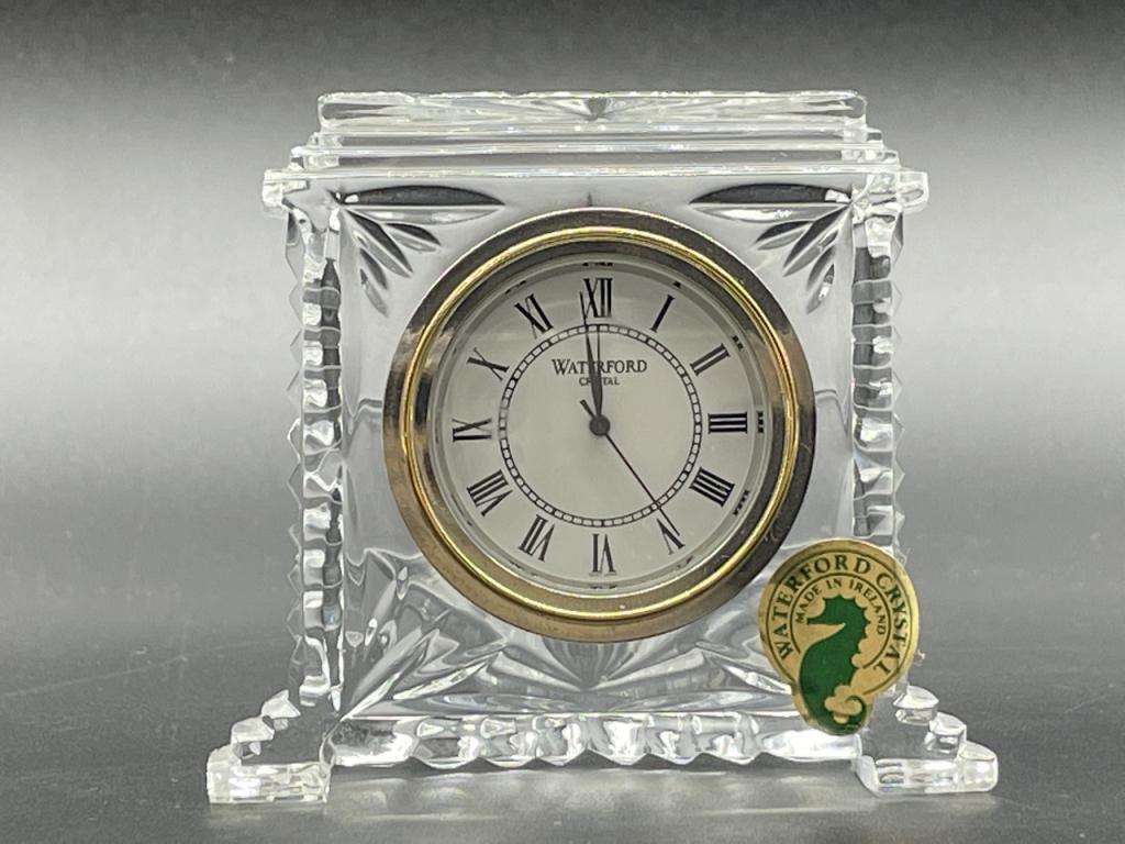 VINTAGE WATERFORD CRYSTAL GLASS DESKTOP CLOCK 3" (1 of 3)