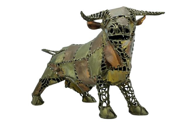 VTG BRUTALIST WALL ST. TAURUS BULL SCULPTURE 8" (1 of 3)