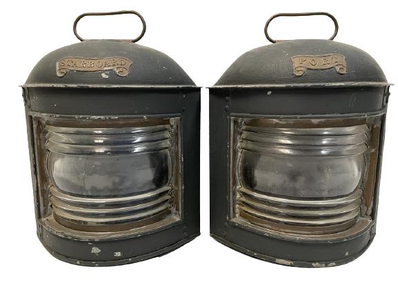 VINTAGE STARBOARD & BOW BOAT LANTERN LIGHTS 10" (1 of 6)