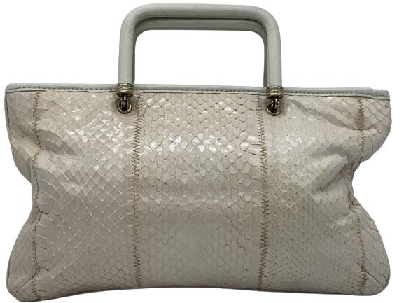 WHITE SNAKESKIN LEATHER HANDBAG (1 of 6)