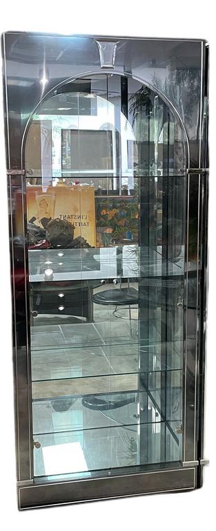 MODERN CHROME DISPLAY CABINET 82.5" 1 OF 2 (1 of 8)