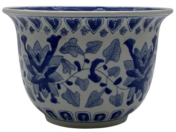 VTG BLUE AND WHITE ASIAN STYLE PLANTER 5 1/2" (1 of 5)