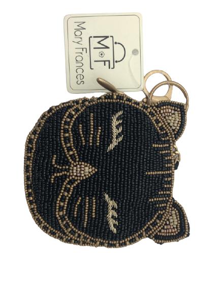 NEW! MARY FRANCIS "WHISKERS"COIN PURSE KEYCHAIN: NEW! MARY FRANCIS "WHISKERS"COIN PURSE KEYCHAIN -4.5 X 5-ZIPPER CLOSURE, KEY RING, FITS CREDIT CARDS