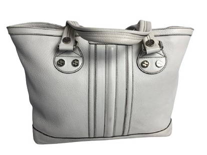 GUCCI SUNSET MEDIUM TOTE WHITE LEATHER: GUCCI SUNSET MEDIUM TOTE WHITE LEATHER - White Grained Leather w/ Silver Hardware- 11.8 "L 9.8"H 5.1"W- Very Good Condition- AAN4273