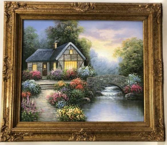 C. JAFFEY SCENIC LANDSCAPE FRAMED PAINTING 31" (1 of 3)