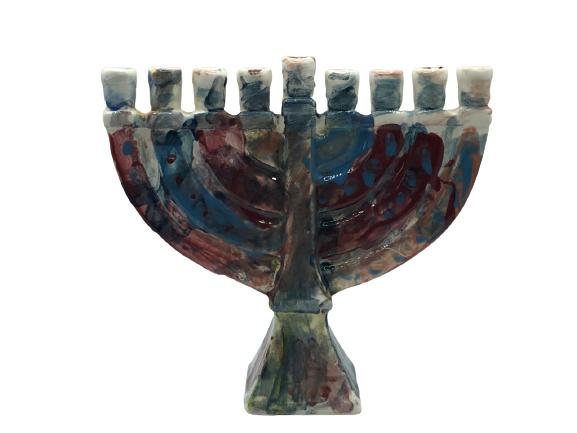 VINTAGE SIGNED HANDPAINTED CERAMIC MENORAH (1 of 4)