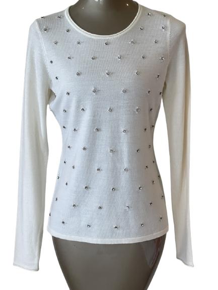 ELIE TAHARI WINTER WHITE SEQUIN SWEATER (1 of 3)