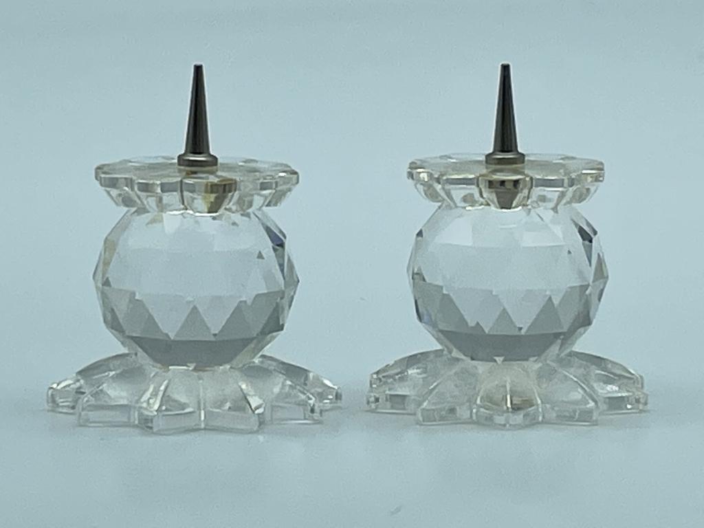 PAIR SWAROVSKI CRYSTAL PIN STYLE CANDLE HOLDERS 1" (1 of 6)