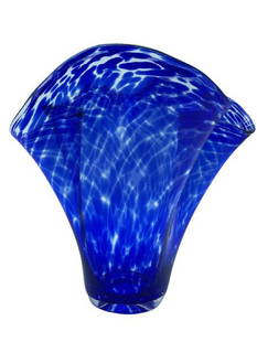 VINTAGE MURANO STYLE COBALT BLUE VASE | COLLECTIE: VINTAGE MURANO STYLE COBALT BLUE VASE | COLLECTIBLE ITALIAN STYLE ART GLASS VASES TABLE CENTERPIECE-10" X 10" DIAMETER APPROX