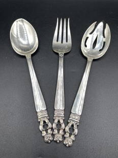 VTG GORHAM"HISPANA-SOVEREIGN" STERLING SILVER SERE: VTG GORHAM"HISPANA-SOVEREIGN" STERLING SILVER SERVING UTENSIL SET 3 PIECE-236 G