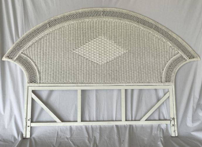 Vintage King White Wicker Headboard