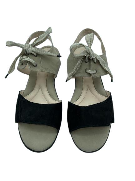 'BEAUTIFEEL' BLACK/STONE NUBUCK SANDAL: 'BEAUTIFEEL' BLACK/STONE NUBUCK SANDAL