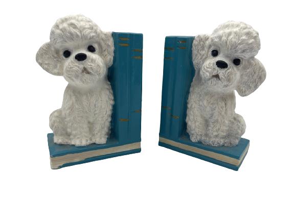 ADORABLE PAIR OF POODLE VINTAGE BOOKENDS: ADORABLE PAIR OF POODLE VINTAGE BOOKENDS