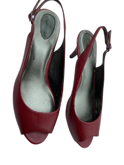 TROTTERO SLING BACK PUMP RED LEATHER SZ 101/2W (1 of 3)