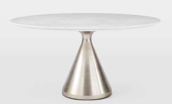 WILLIAMS SONOMA MARBLE TOP ALUMINUM BASE TABLE 43" (1 of 5)