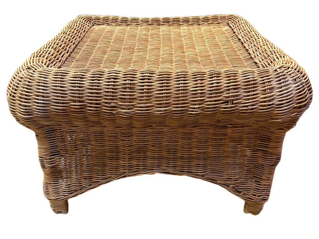 MID CENTURY STYLE WICKER OTTOMAN  14" (1 of 6)