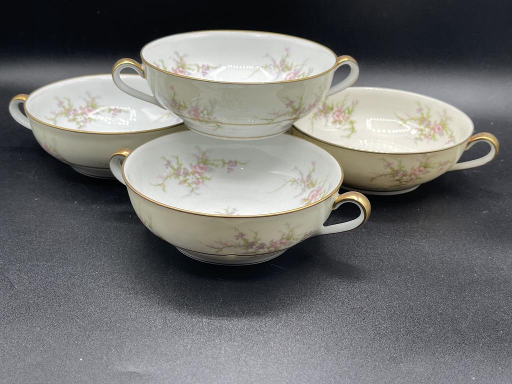4 HAVILAND LIMOGES ANTIQUE SOUP BOWLS: 4 HAVILAND LIMOGES ANTIQUE SOUP BOWLS
