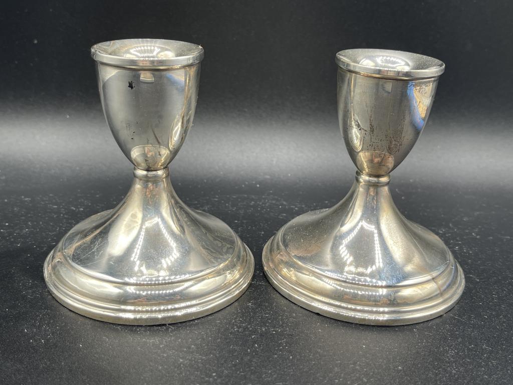 PR VTG GUMP STERLING WEIGHTED CANDLE HOLDERS 565 G (1 of 4)