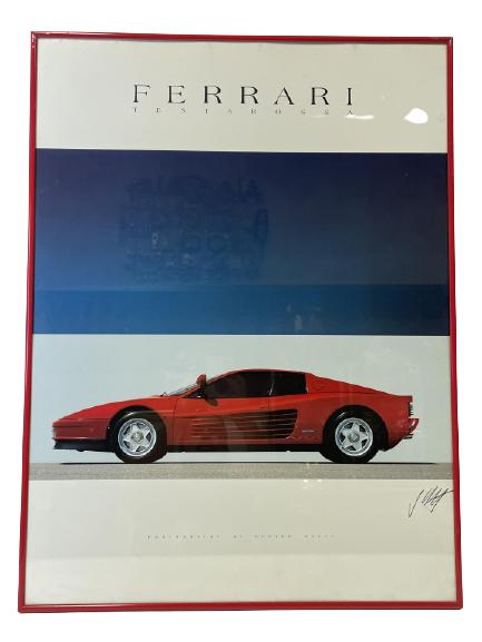 SIGNED GUNTER RAUPP FERRARI TESTAROSSA PRINT 32" (1 of 5)