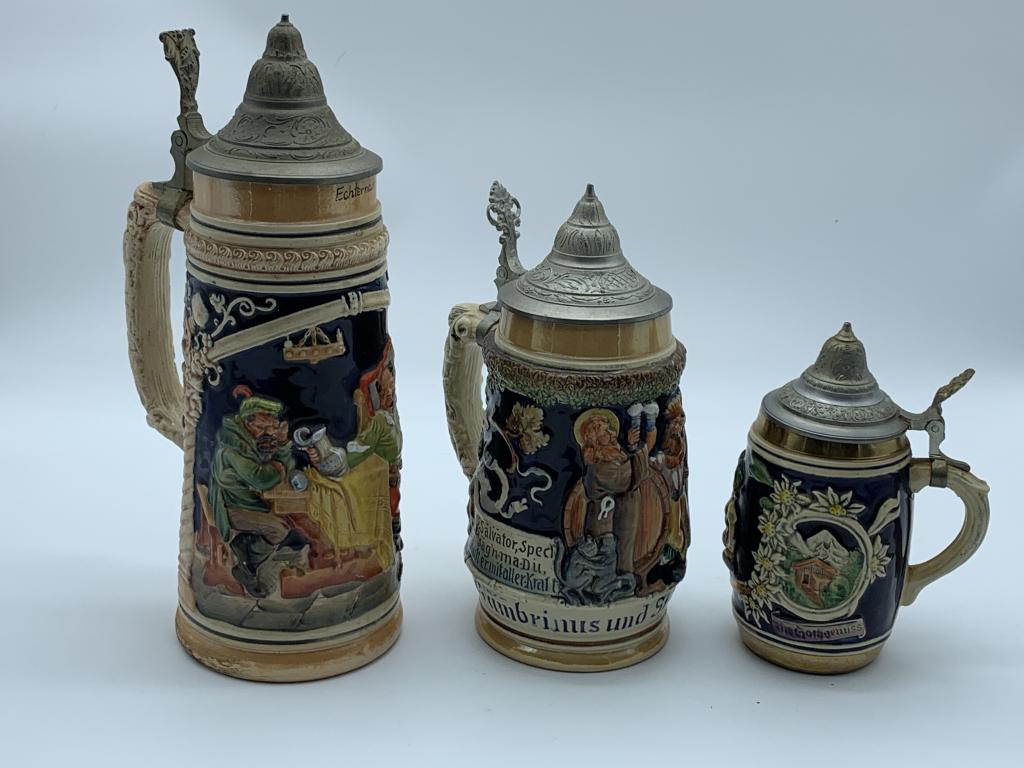 VINTAGE SET OF 3 WEST GERMAN BEER STEINS (1 of 3)