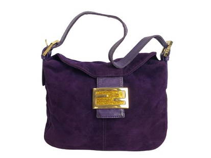 VINTAGE FENDI PURPLE SUEDE SHOULDER BAG: VINTAGE FENDI PURPLE SUEDE SHOULDER BAG - 24CM X 21CM X 12CM- PURPLE CALF SUEDE LEATHER- GOLD HARDWARE- VERY GOOD CONDITION- AAQ8594- WOMEN'S DESIGNER HANDBAGS AND SMALL LEATHER GOODS; HIGH FASHION