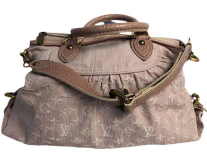 LOUIS VUITTON NEO CABBY LIGHT PINK CANVAS BAG: LOUIS VUITTON NEO CABBY LIGHT PINK CANVAS BAG - Light Pink Denim Canvas Shoulder bag w/Light Pink Leather Strap,Golden Brass Hardware and Dust Bag- 16.1"L 11.0"H 5.5"W- Good Condition-