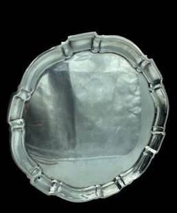 POOLE CHIPPENDALE STERLING SILVER TRAY 708G: VINTAGE POOLE CHIPPENDALE STERLING SILVER SERVING TRAY-708 GRAMS-VERY GOOD CONDITION, SURFACE SCRATCHES