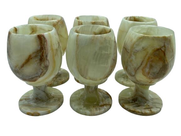 6 PIECE ONYX GOBLET SET PAKISTAN 5" NIB (1 of 6)
