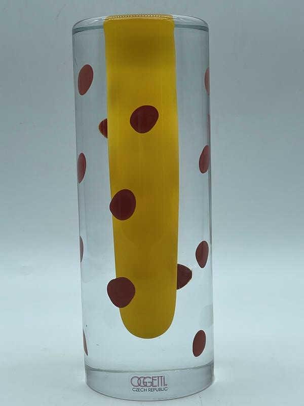 OGGETTI CZECH REPUBLIC POP ART GLASS VASE 9": OGGETTI CZECH REPUBLIC POP ART GLASS VASE-9" X 3.5" APPROX-VERY GOOD CONDITION-DP11821
