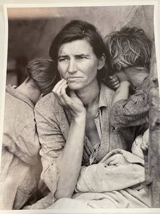 DOROTHEA LANGE " MIGRANT MOTHER " LITHOGRAPH 20.5": DOROTHEA LANGE " MIGRANT MOTHER " LITHOGRAPH PRINT-20.5" X 16" APPROX- VERY GOOD CONDITION-DP12022