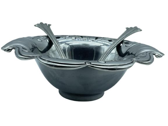 LENOX PEWTER  OLIVE BRANCH SALAD BOWL SERVING SET (1 of 5)