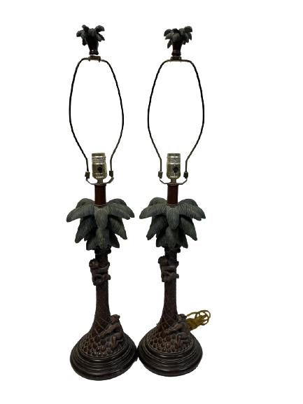 PAIR OF MAITLAND SMITH STYLE PALM TREE LAMPS 30" (1 of 5)