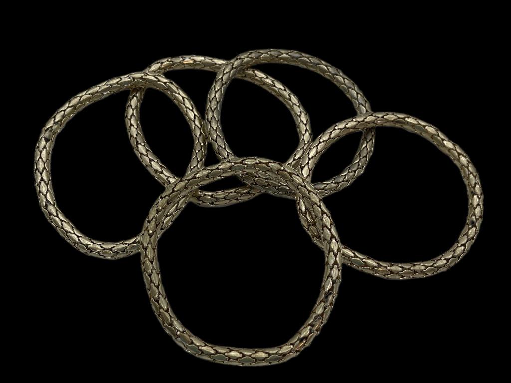 SET OF 5 STRETCHABLE GOLD BANGLES: SET OF 5 STRETCHABLE GOLD BANGLES