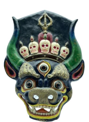 TIBETAN NEPAL STYLE CHAM DANCE CEREMONIAL MASK 12" (1 of 2)