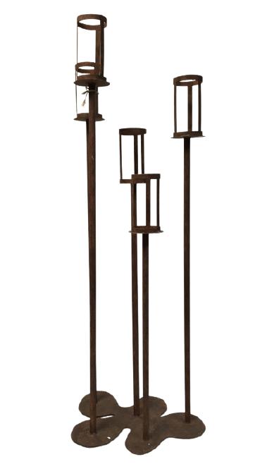 RUSTIC FREE FORM METAL FLOOR CANDLE HOLDER 54" (1 of 5)
