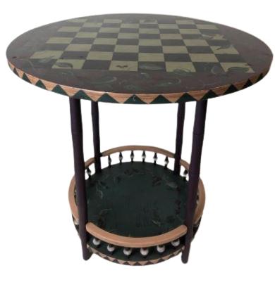 C.RUTHERFORD HAND PAINTED CHECKERBOARD VINE TABLE (1 of 6)