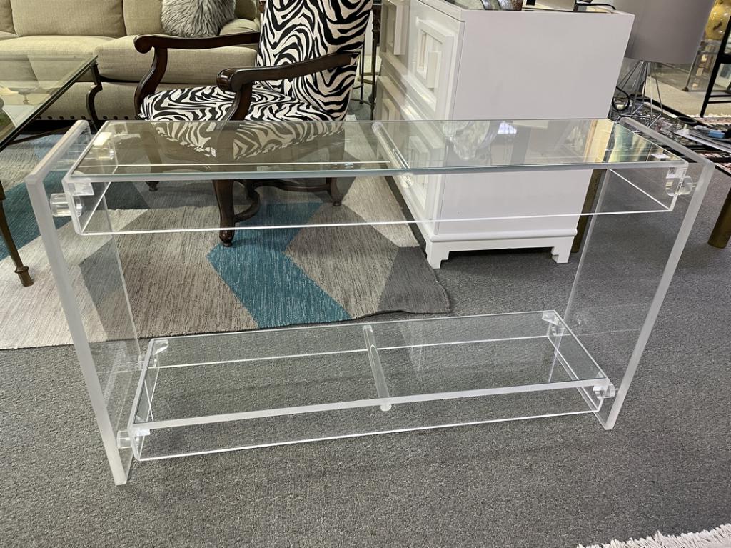 MID MOD LUCITE CONSOLE TABLE 48" (1 of 6)
