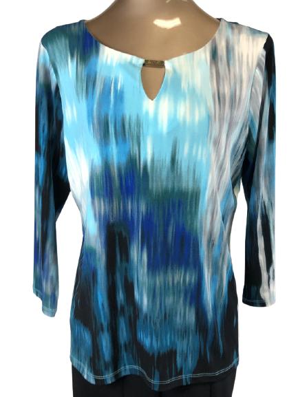 PRETTY CALVIN KLEIN LADIES MULTI BLUE TUNIC L: PRETTY CALVIN KLEIN LADIES MULTI BLUE TUNIC L -VERY GOOD CONDITION - LIKE NEW